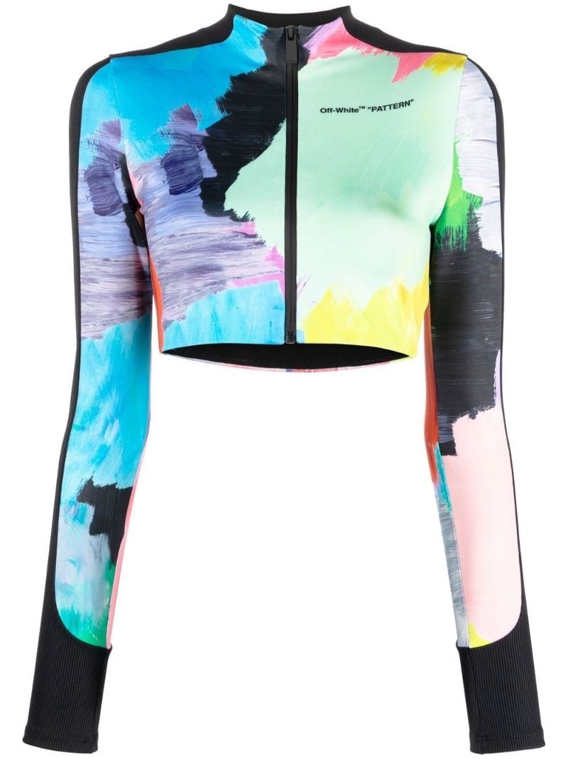 Black Brush Stroke Crop Top