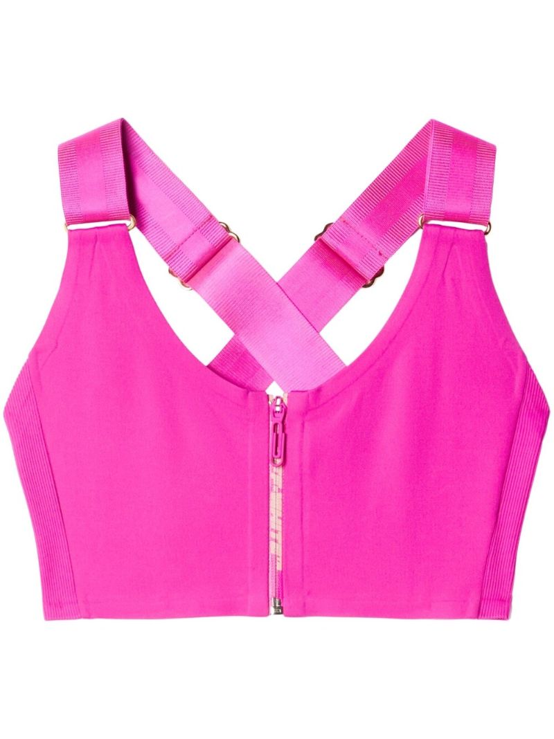 Pink Paperclip Zip Up Sports Bra