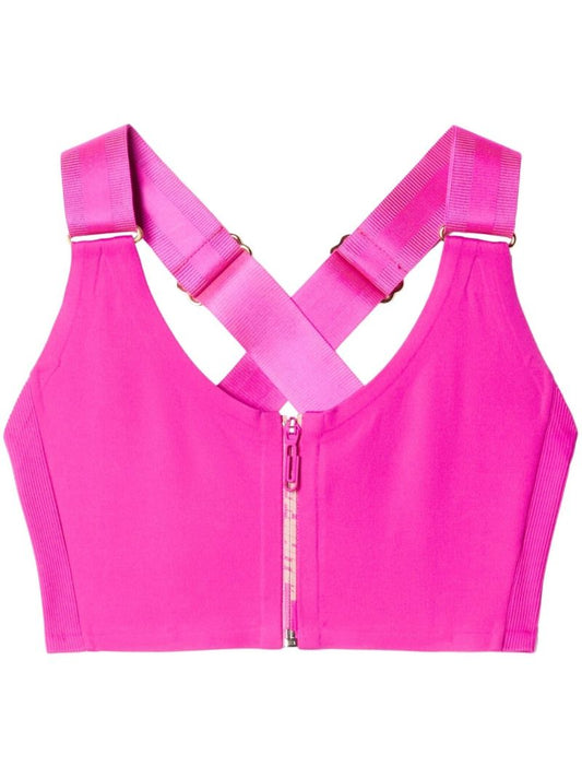 Pink Paperclip Zip Up Sports Bra