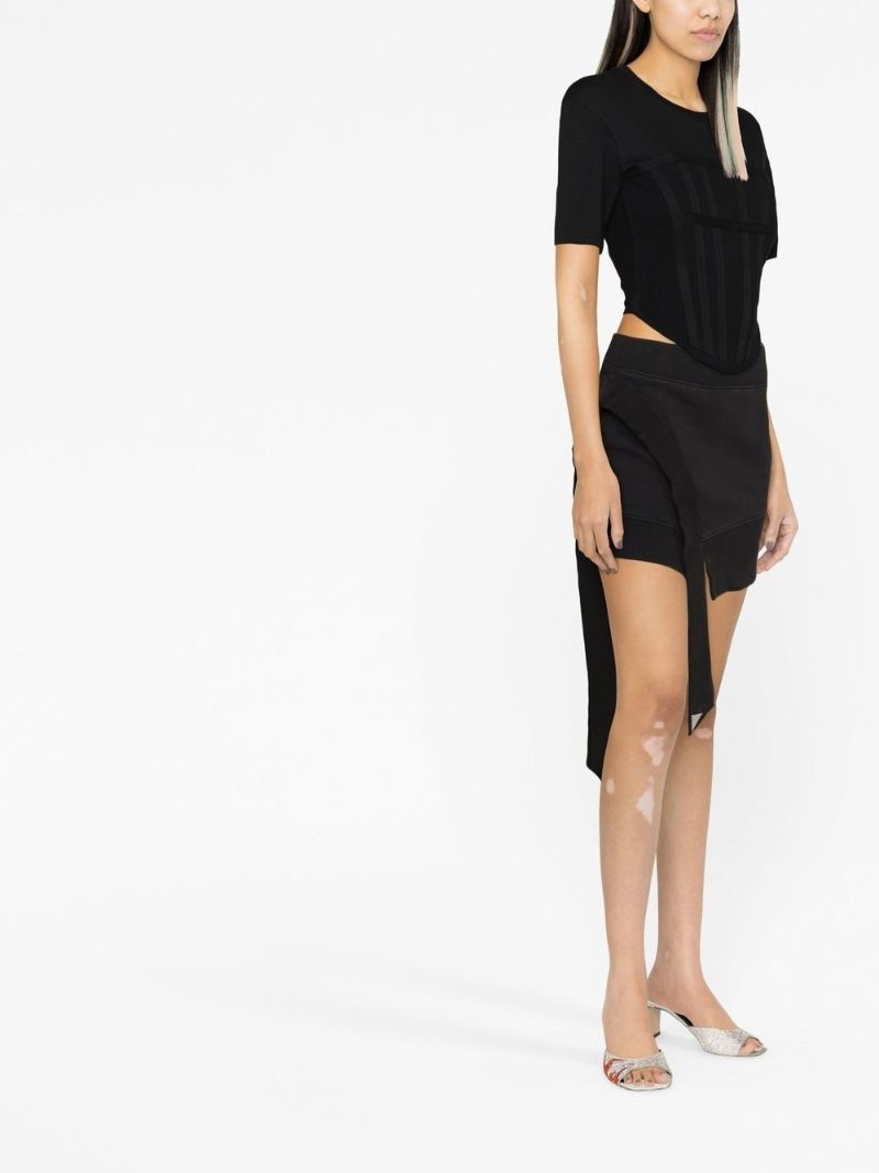 Black Asymmetric Mini Skirt