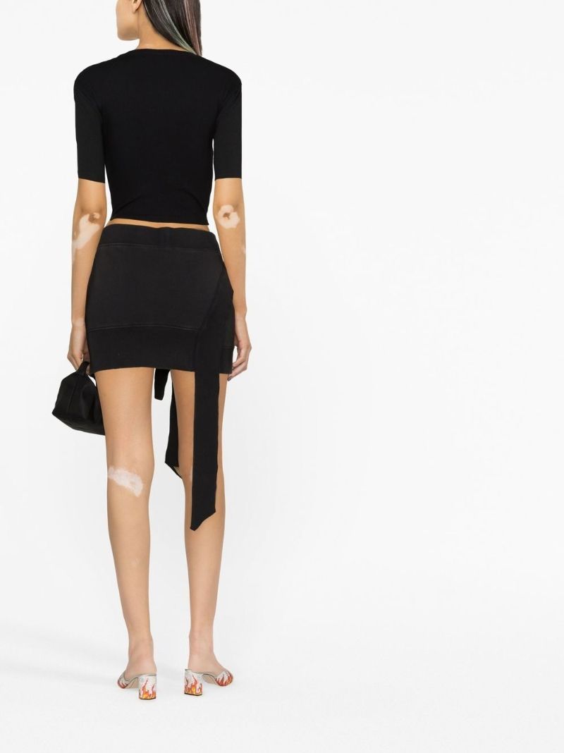 Black Asymmetric Mini Skirt