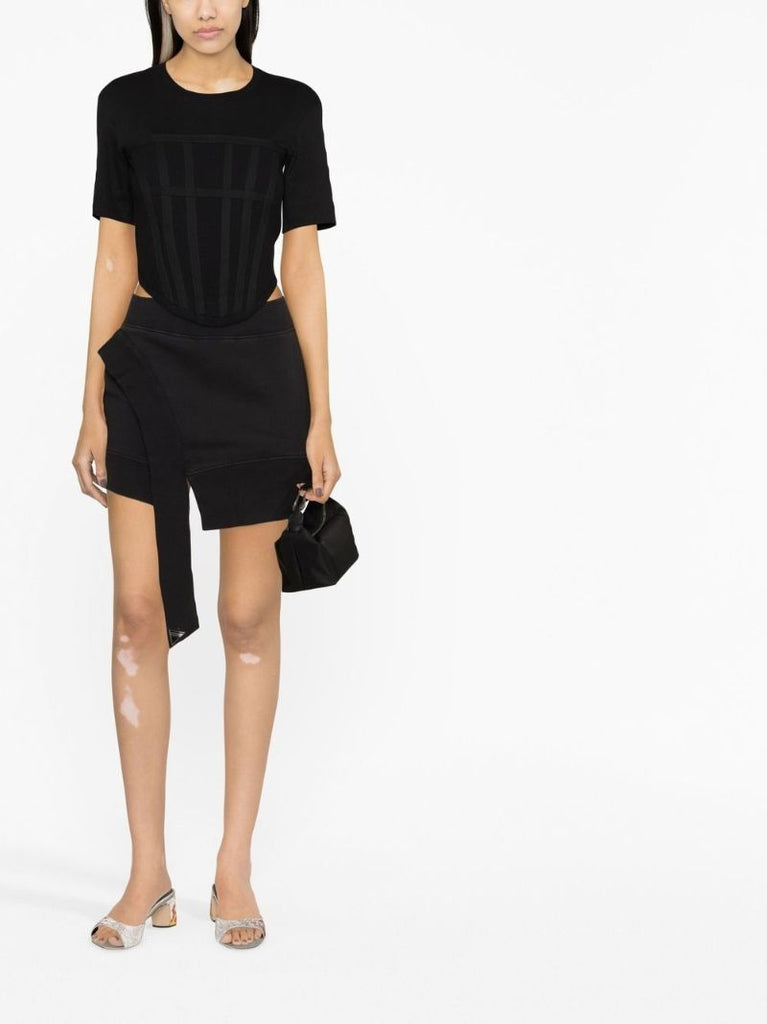 Black Asymmetric Mini Skirt