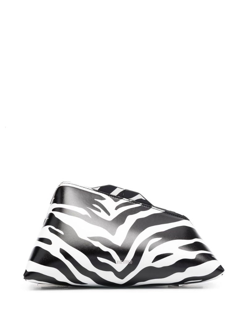 White and Black 8.30pm Leather Clutch Bag