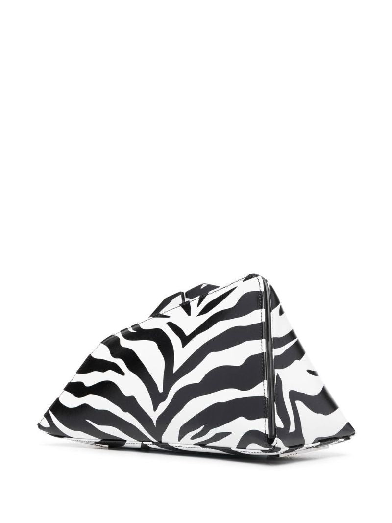 White and Black 8.30pm Leather Clutch Bag