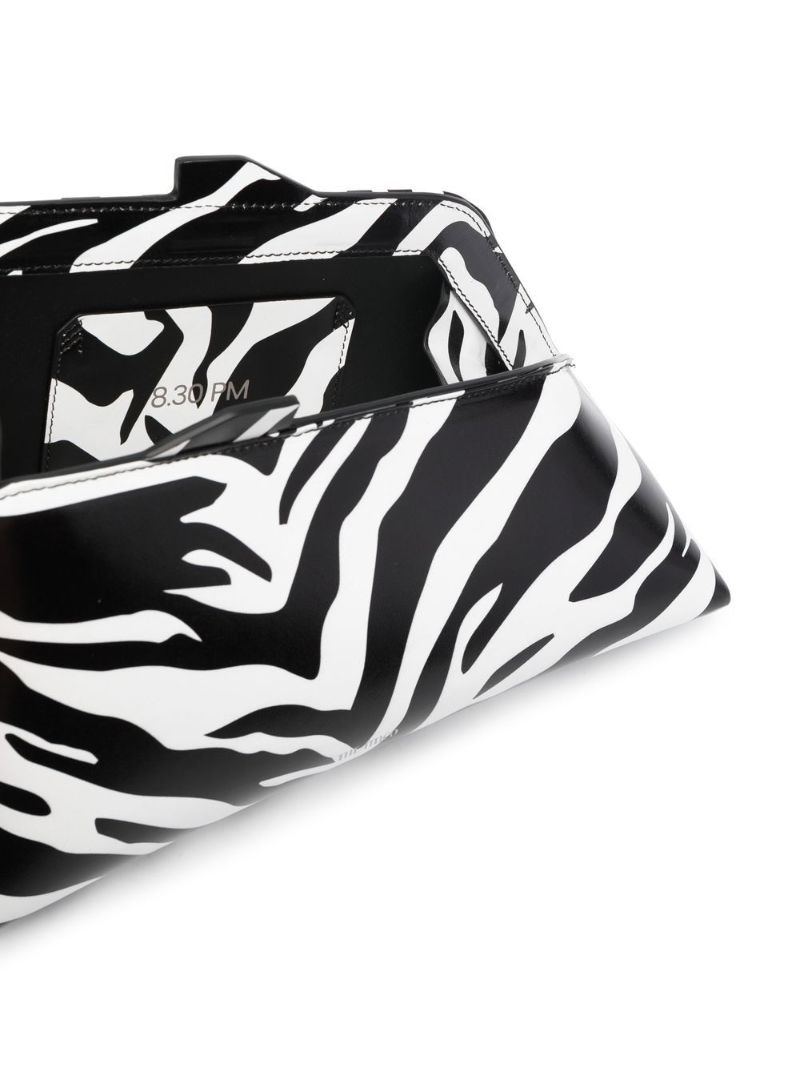 White and Black 8.30pm Leather Clutch Bag