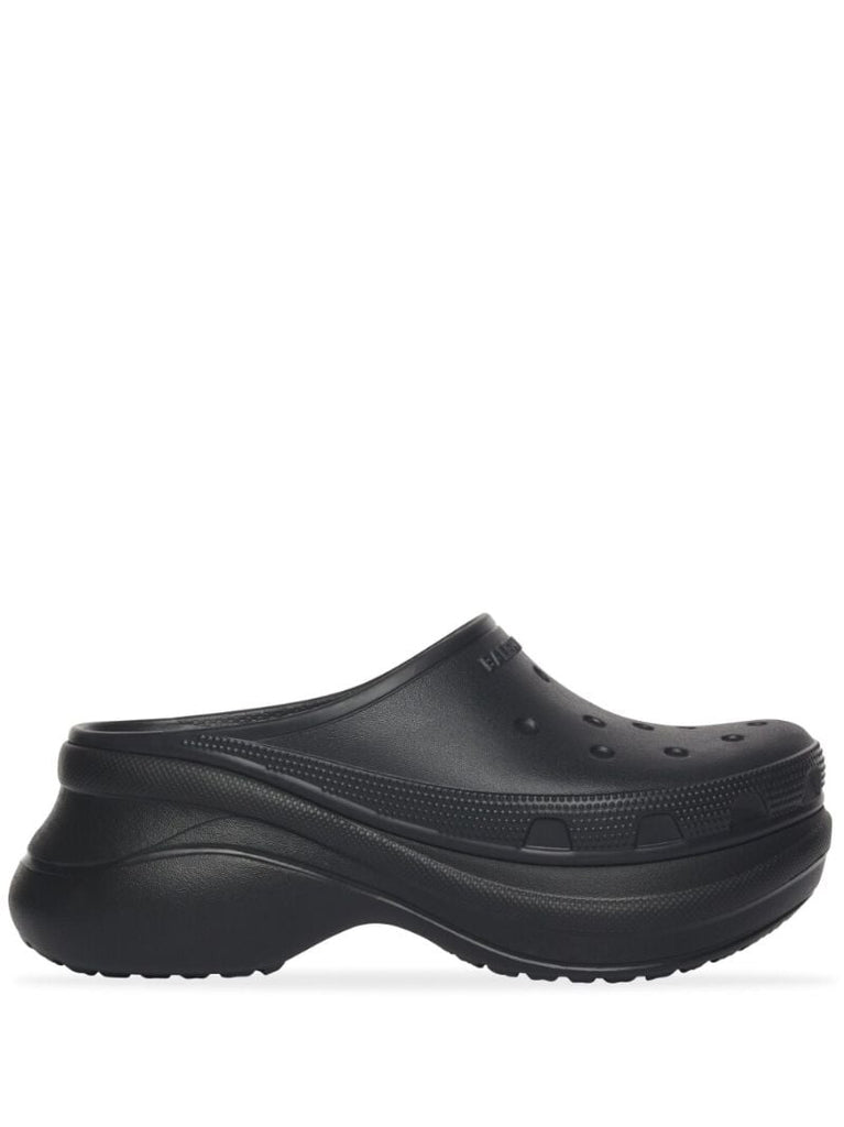 X Crocs Black Platform Mules