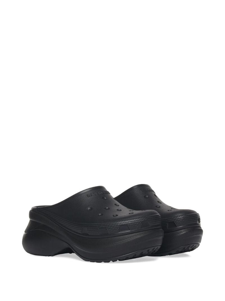 X Crocs Black Platform Mules