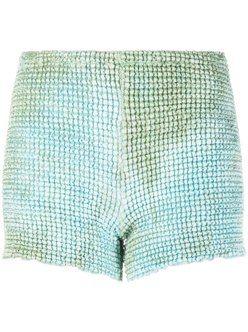 Blue Smocked Tie-dye Shorts