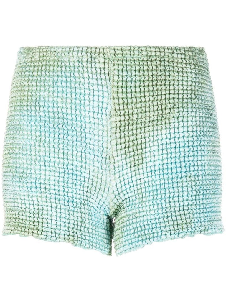 Blue Smocked Tie-dye Shorts