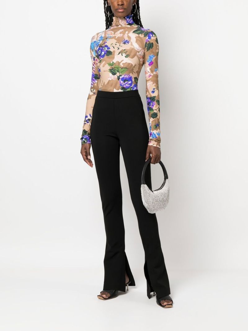 Brown Camouflage Floral Print Top