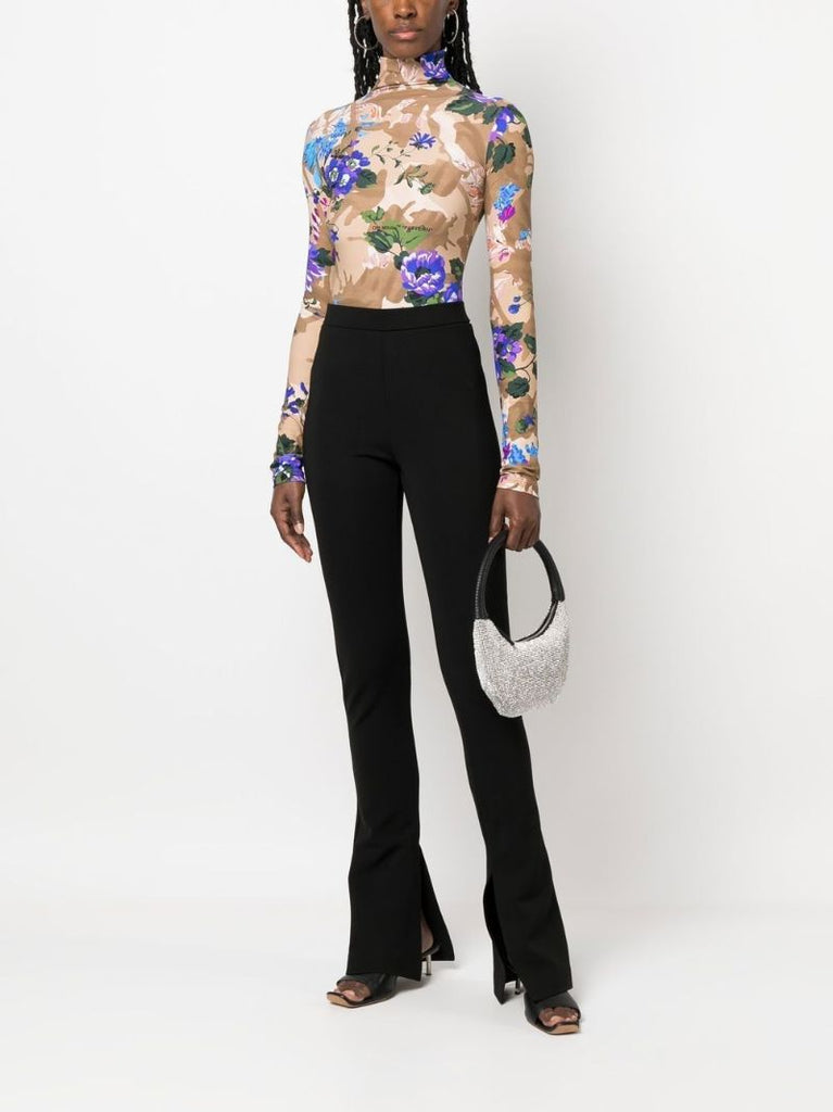 Brown Camouflage Floral Print Top