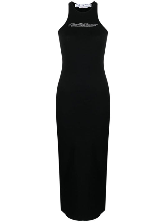 Black Bling Baseball Rowing Midi Dress