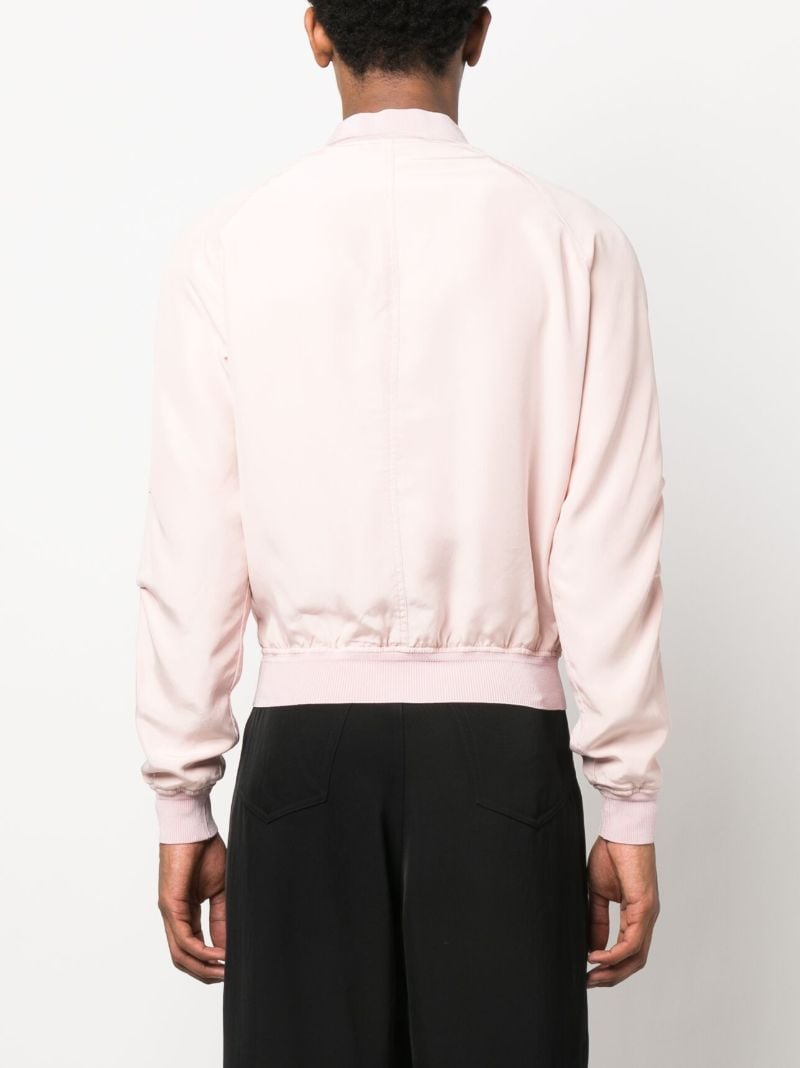 Pearl Pink Habotai Silk Bomber Jacket