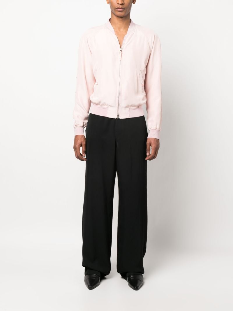 Pearl Pink Habotai Silk Bomber Jacket