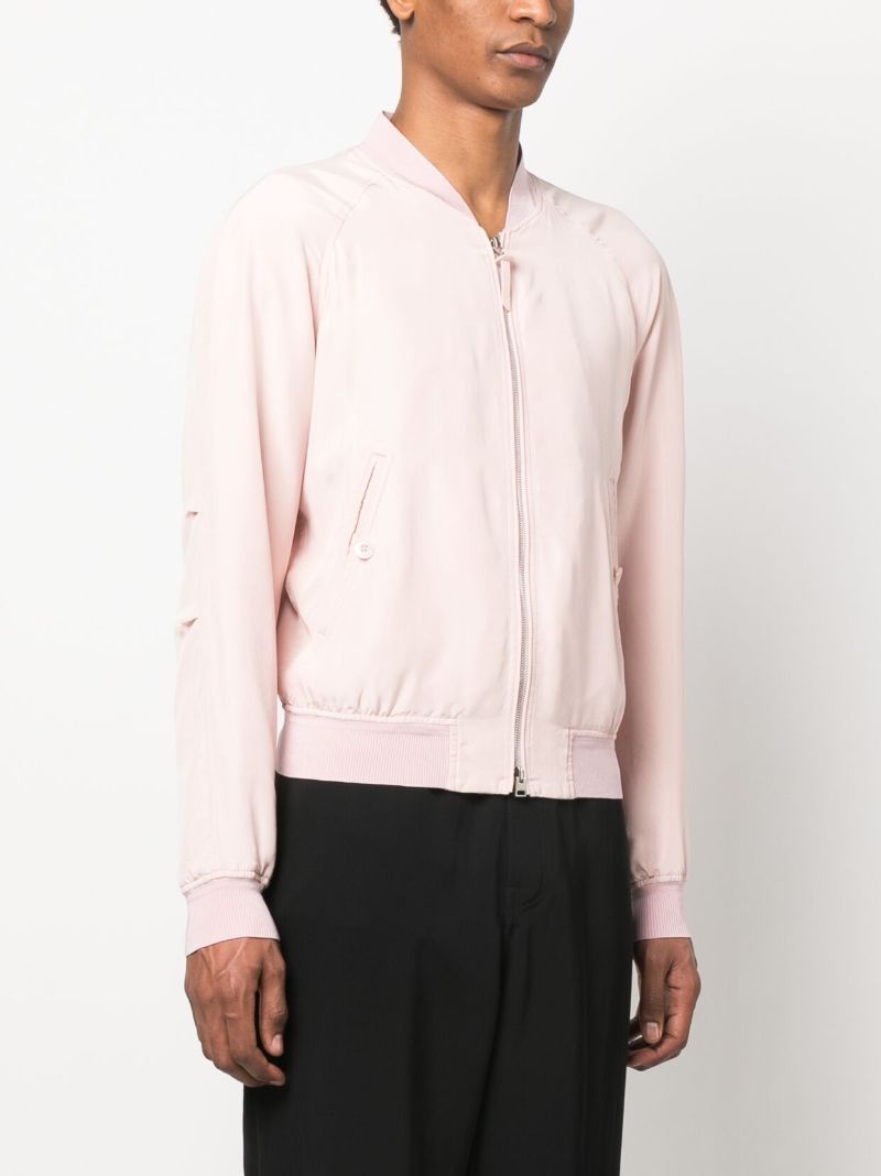 Pearl Pink Habotai Silk Bomber Jacket