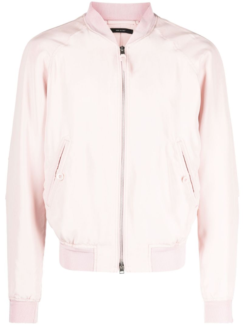 Pearl Pink Habotai Silk Bomber Jacket