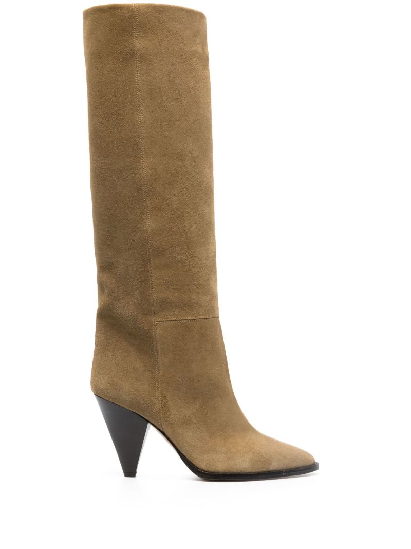 Beige Ririo Suede Knee-high Boots
