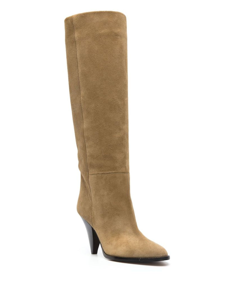 Beige Ririo Suede Knee-high Boots