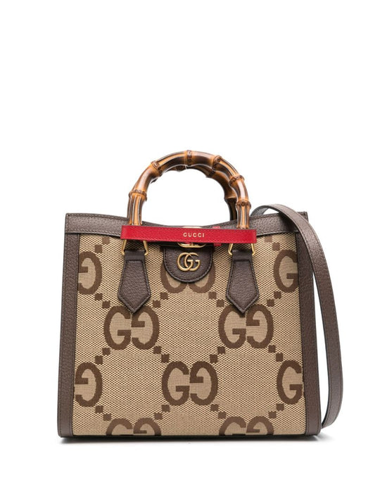 Brown Gucci Diana Jumbo Gg Small Tote Bag