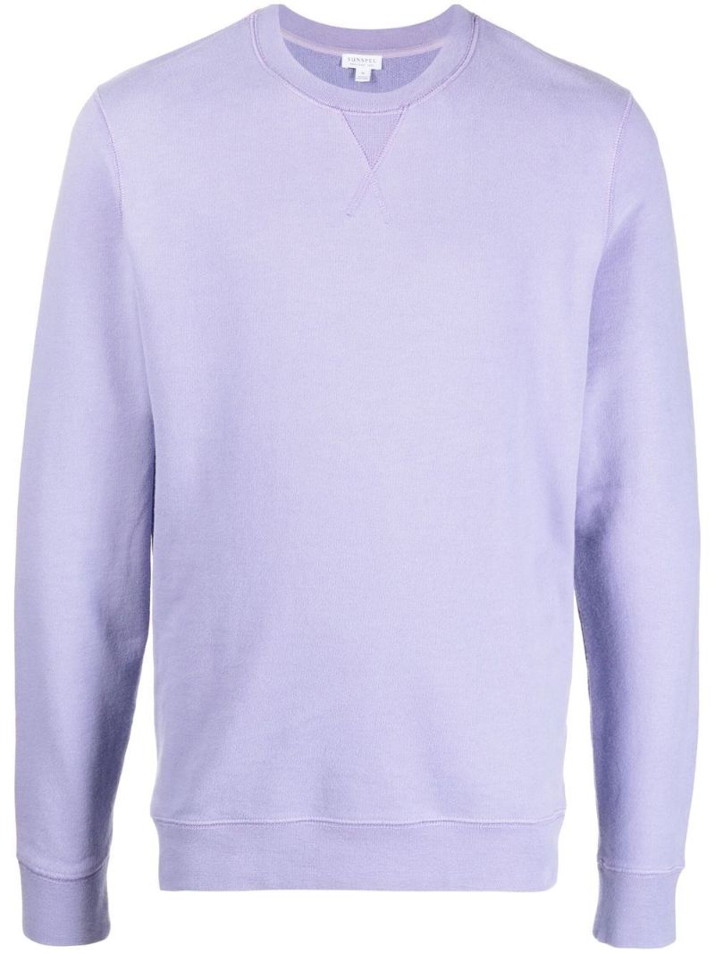 Purple Crew-neck Cotton Sweatshirt