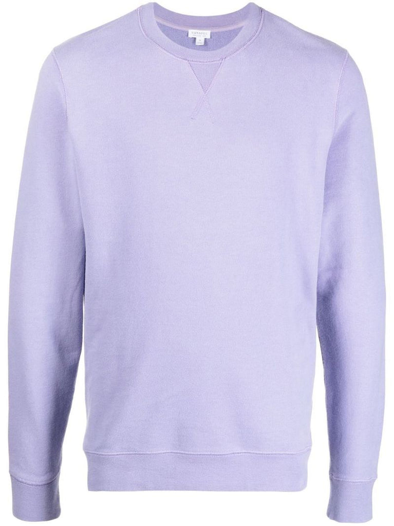 Purple Crew-neck Cotton Sweatshirt
