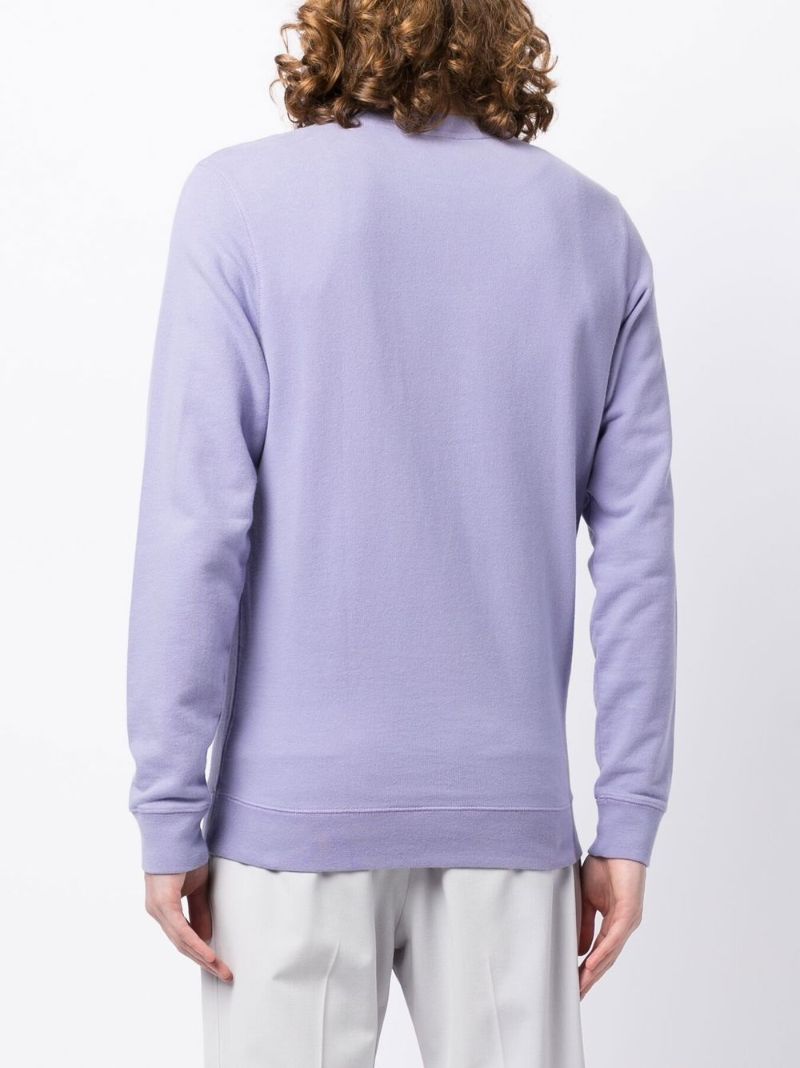 Purple Crew-neck Cotton Sweatshirt