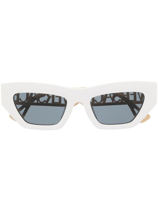 White Cat Eye Logo Sunglasses