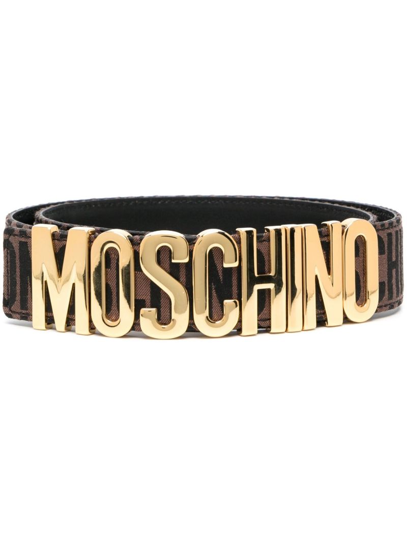 Brown Monogram Logo-buckle Belt