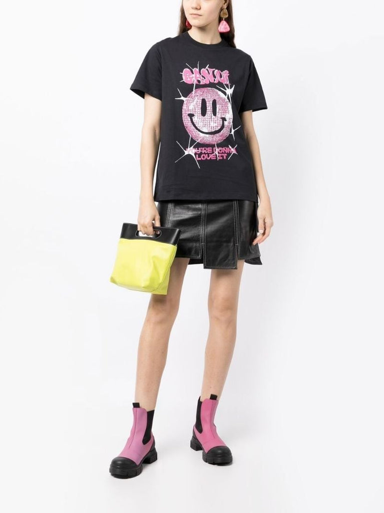 Black Basic Smiley T-shirt