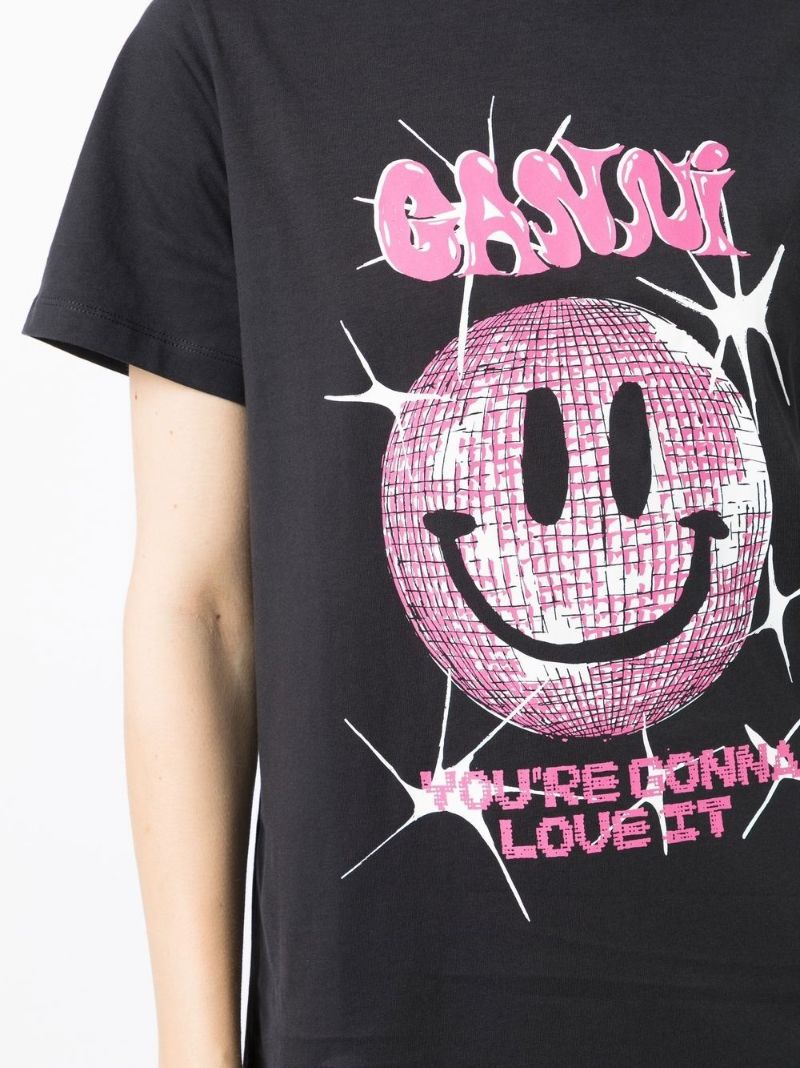 Black Basic Smiley T-shirt