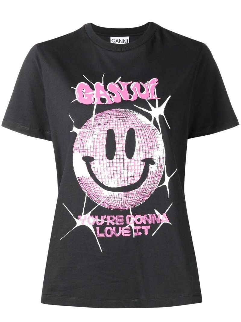 Black Basic Smiley T-shirt