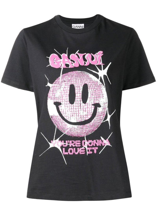 Black Basic Smiley T-shirt