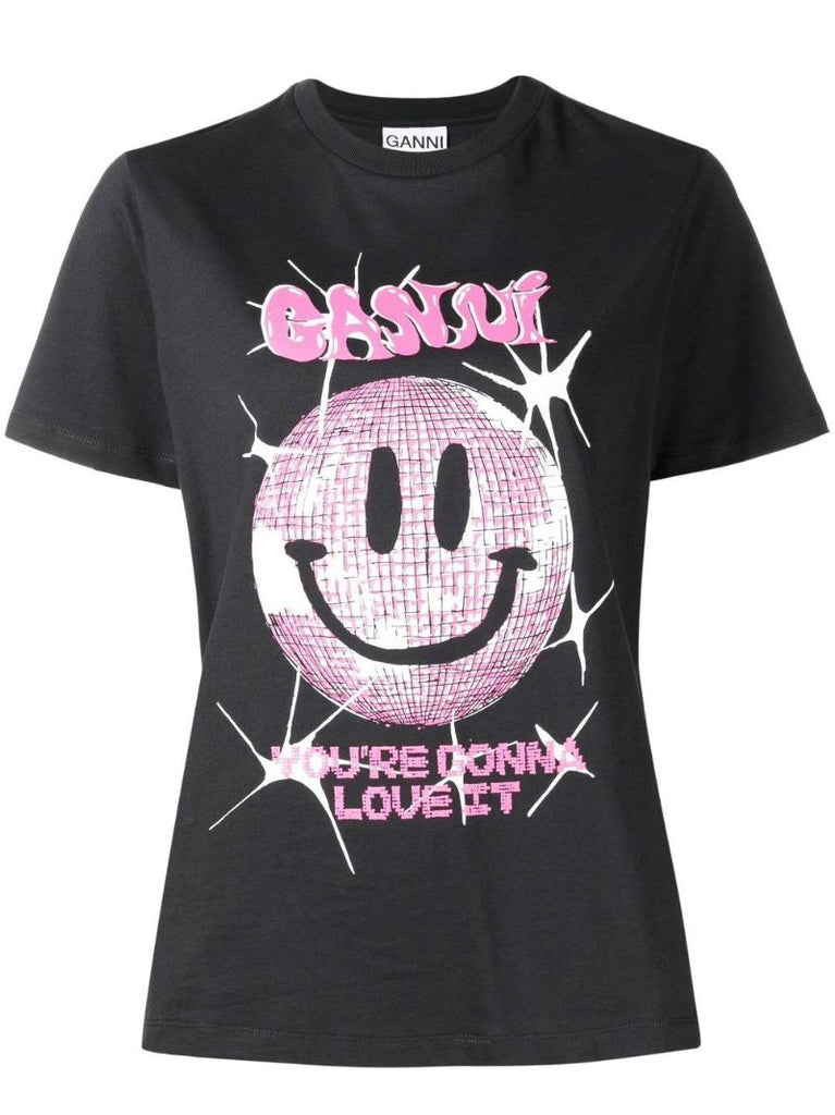 Black Basic Smiley T-shirt