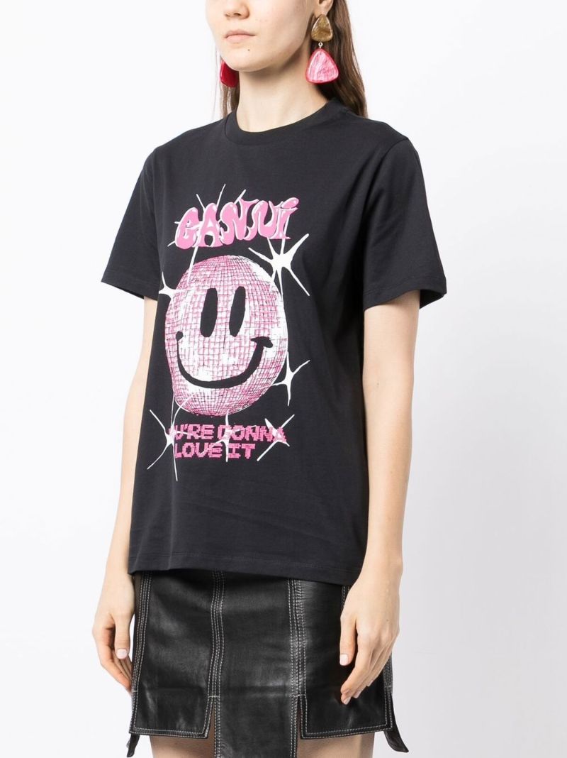 Black Basic Smiley T-shirt
