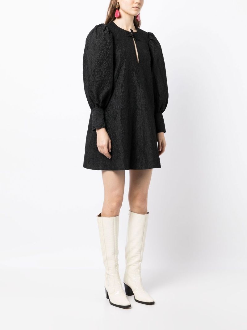 Black Jacquard Organza Mini Dress