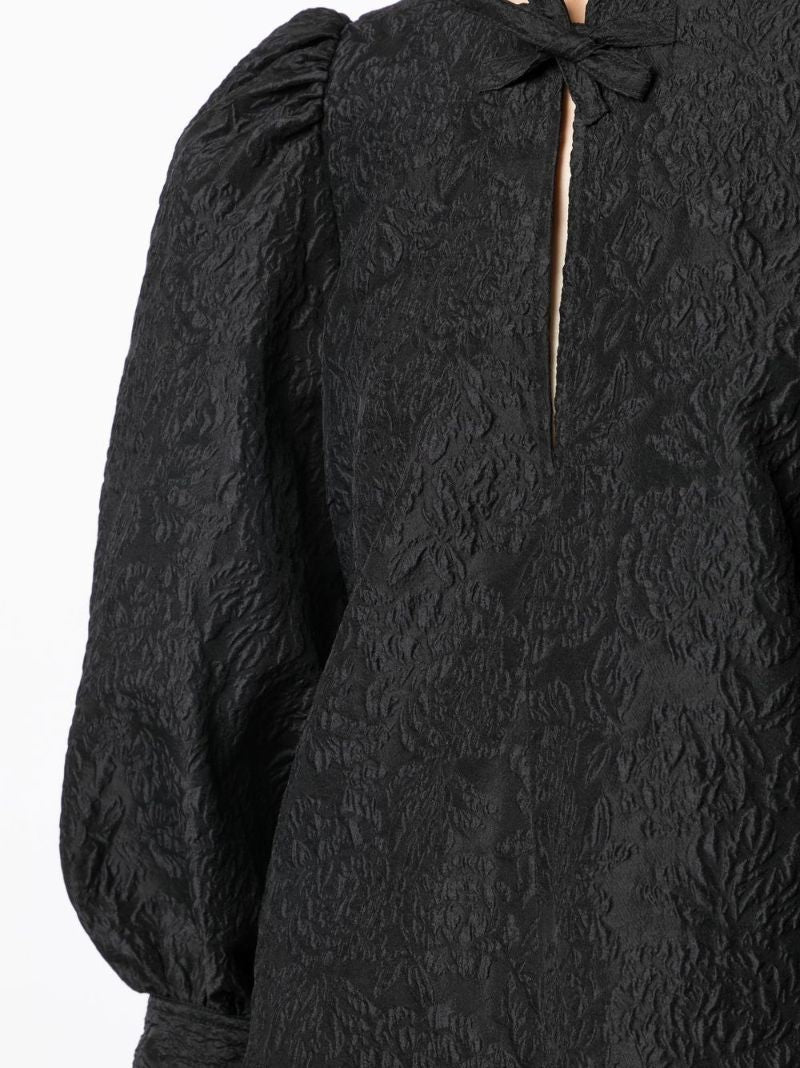 Black Jacquard Organza Mini Dress