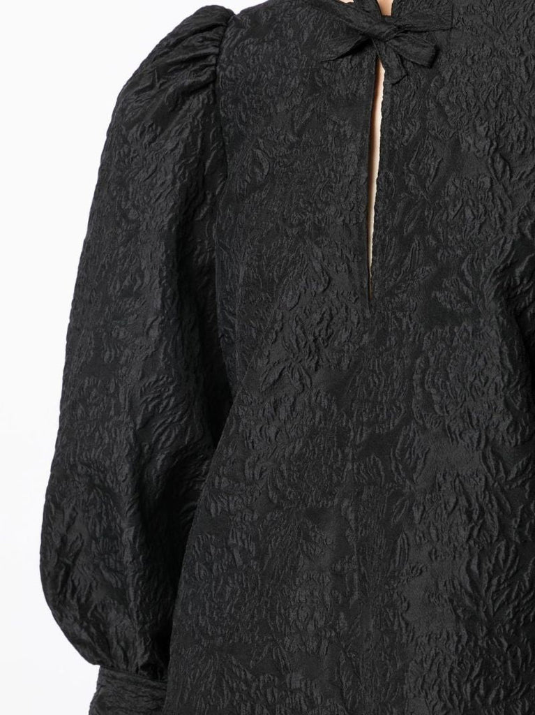 Black Jacquard Organza Mini Dress