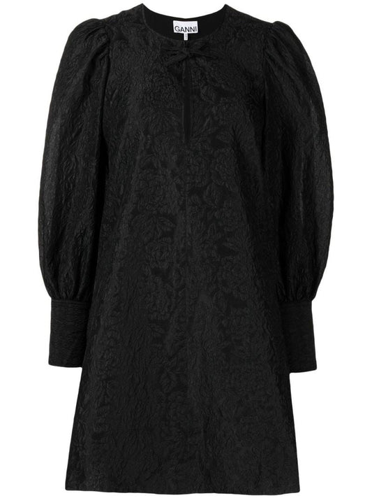 Black Jacquard Organza Mini Dress