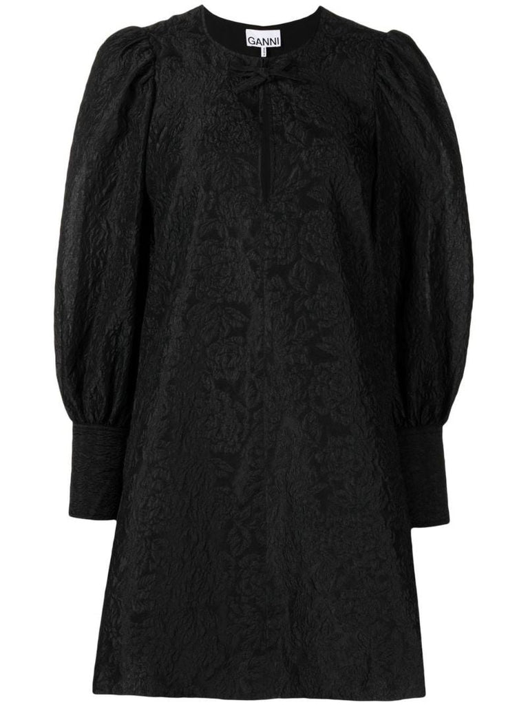 Black Jacquard Organza Mini Dress