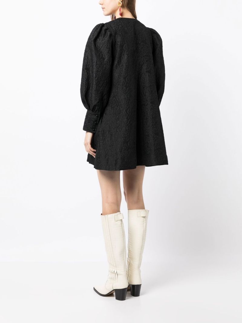Black Jacquard Organza Mini Dress