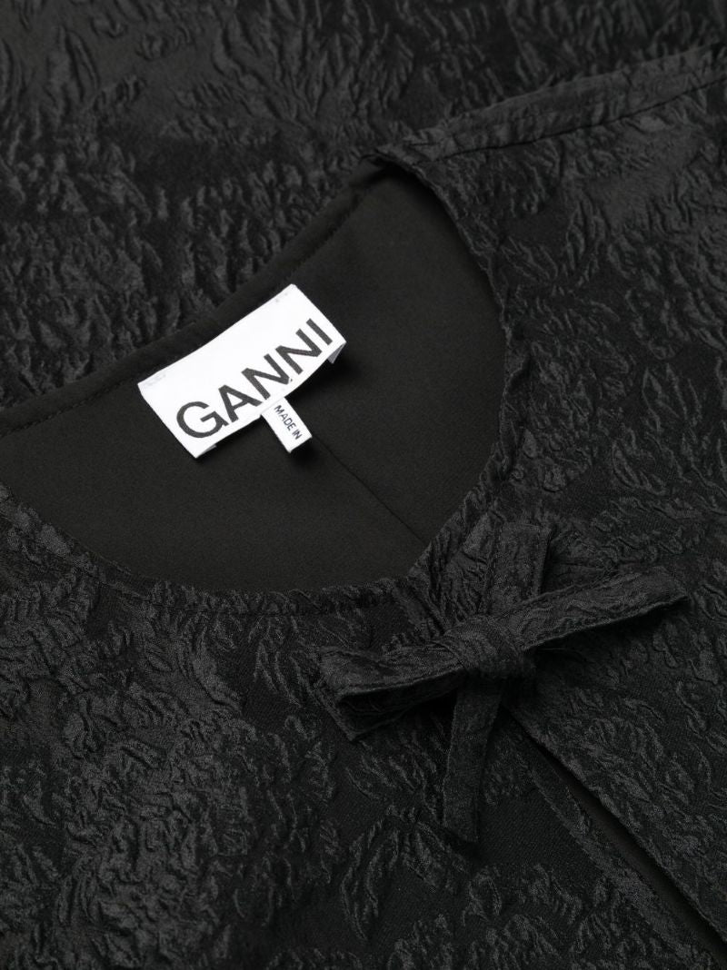 Black Jacquard Organza Mini Dress