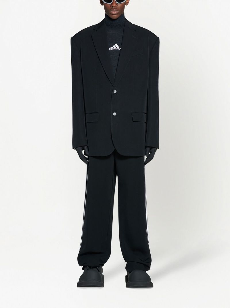 X Adidas Black Signature Three-stripe Notched Lapels Blazer
