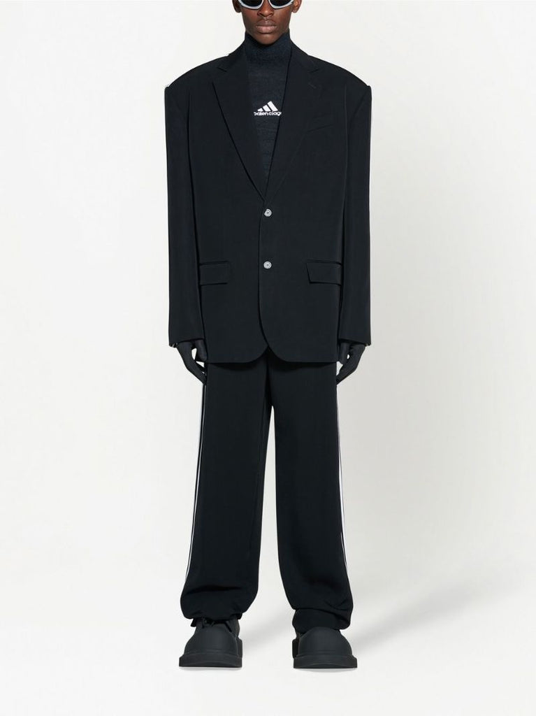 X Adidas Black Signature Three-stripe Notched Lapels Blazer