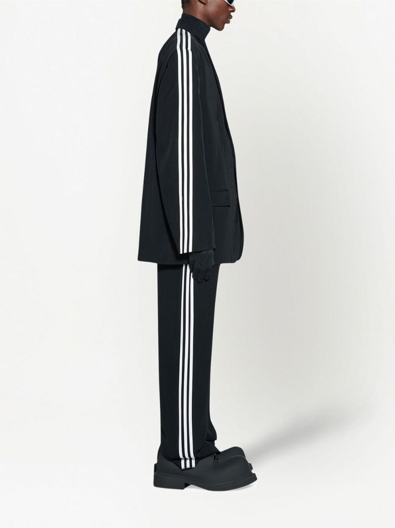X Adidas Black Signature Three-stripe Notched Lapels Blazer