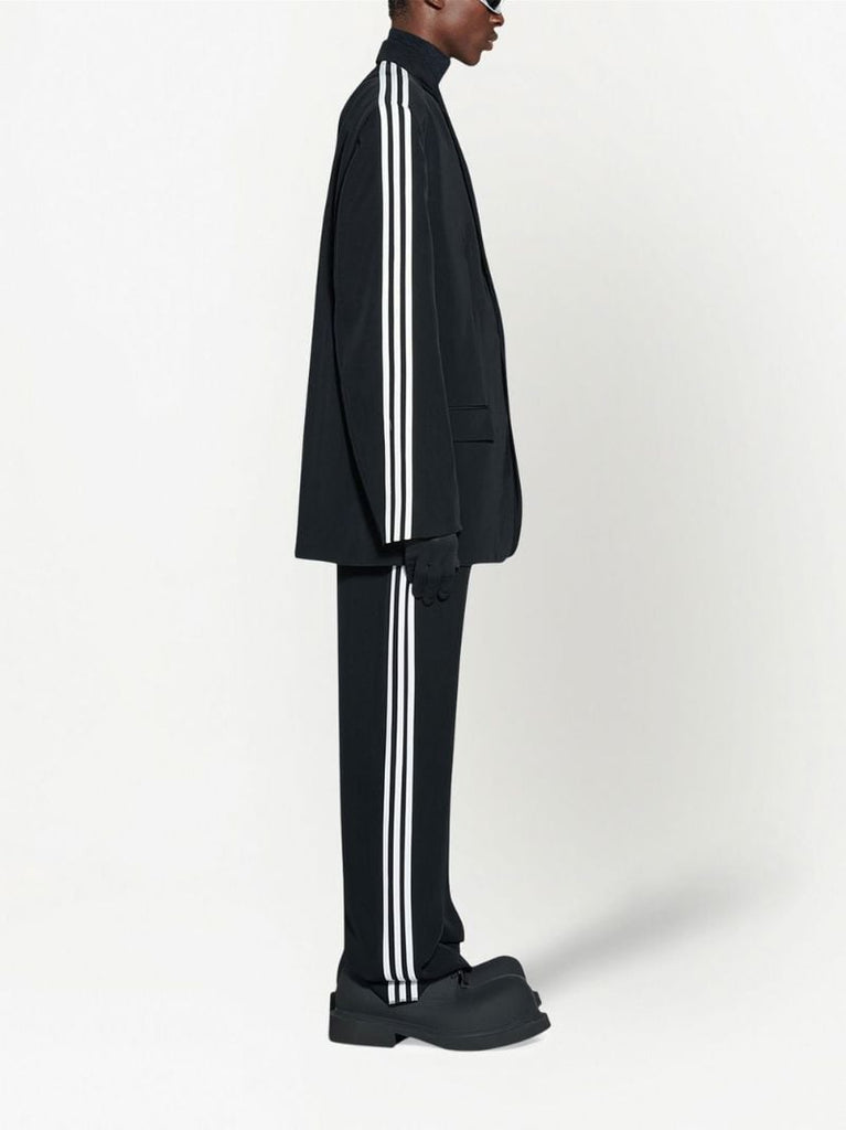 X Adidas Black Signature Three-stripe Notched Lapels Blazer