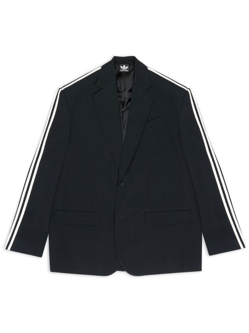 X Adidas Black Signature Three-stripe Notched Lapels Blazer