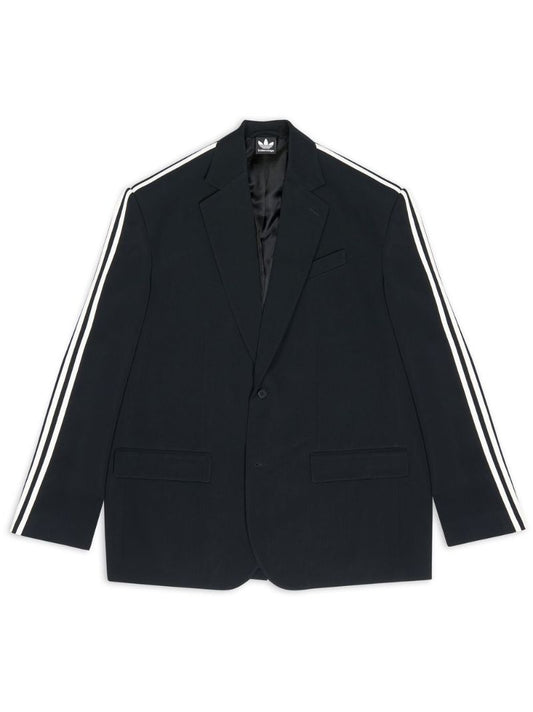 X Adidas Black Signature Three-stripe Notched Lapels Blazer