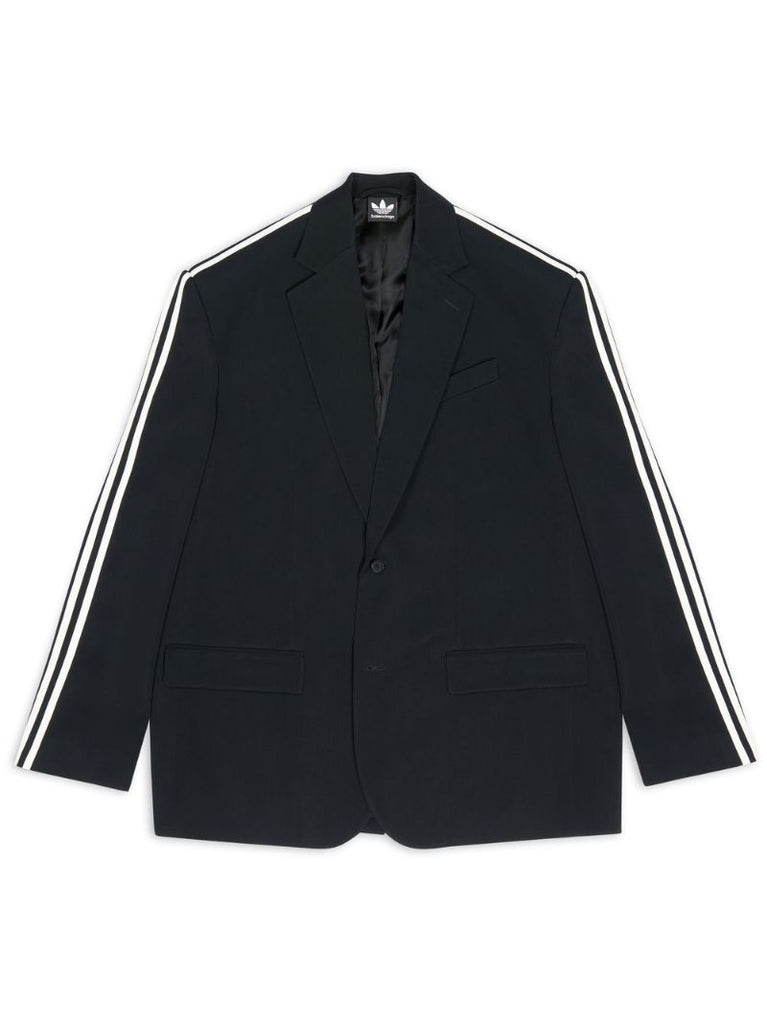 X Adidas Black Signature Three-stripe Notched Lapels Blazer