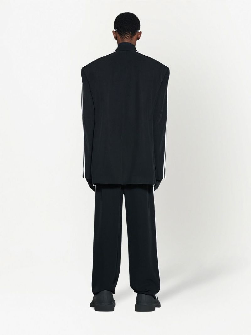 X Adidas Black Signature Three-stripe Notched Lapels Blazer