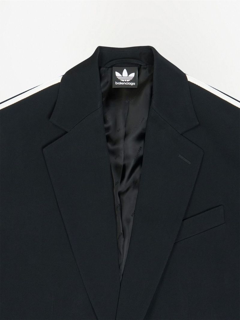X Adidas Black Signature Three-stripe Notched Lapels Blazer
